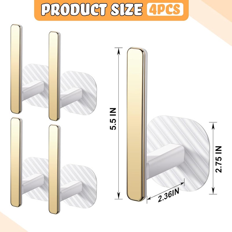 Queekay Curtain Holders Gold Curtain Holdbacks Self Adhesive Drapery Tiebacks L Shaped Hooks Nordic Style Window Treatment Holdbacks for Home Office Decor(White,4 Pcs) - Image 2