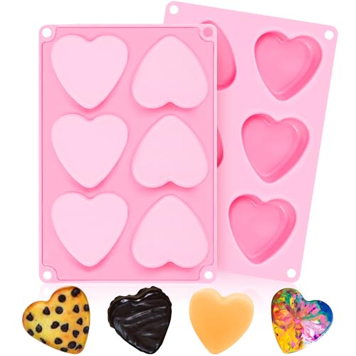 KKDINDAN Heart Shaped Silicone Mold, KKDINDAN Set of 2 Nonstick Soap Mold, For Baking, Chocolate, Cake, Cupcake, Brownies, Jelly, Soap, Candy - Image 1