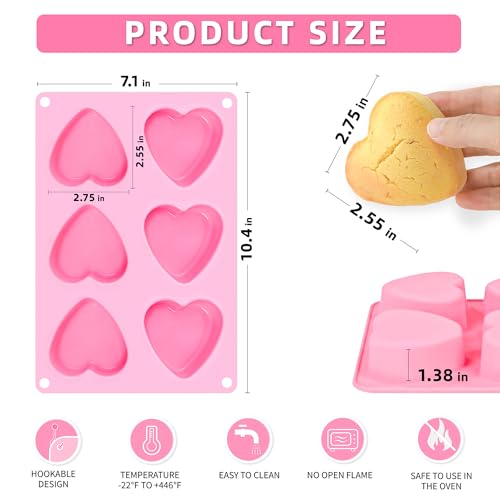 KKDINDAN Heart Shaped Silicone Mold, KKDINDAN Set of 2 Nonstick Soap Mold, For Baking, Chocolate, Cake, Cupcake, Brownies, Jelly, Soap, Candy - Image 2