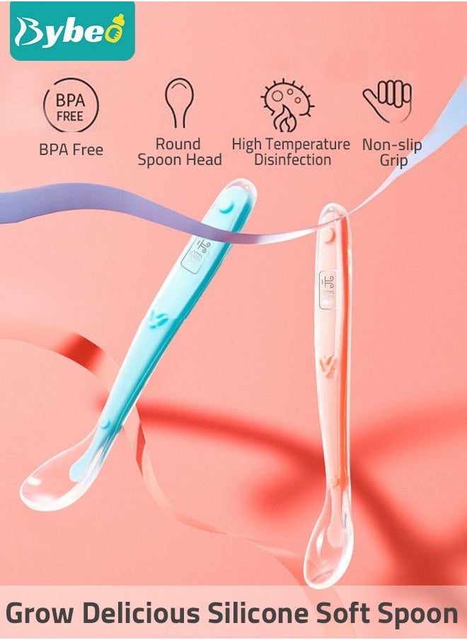 Bybeo 7 Piece Baby Feeder Set - Toddler Bowl with Suction + Adjustable Bib + Squeeze Spoon + 2 Silicone + 1 Grinding Spoons + Fruit Feeder Baby Self Feeding Supplies Eating Utensils  - Image 4