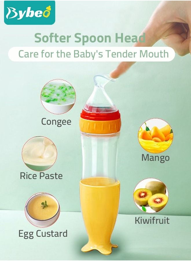 Bybeo 7 Piece Baby Feeder Set - Toddler Bowl with Suction + Adjustable Bib + Squeeze Spoon + 2 Silicone + 1 Grinding Spoons + Fruit Feeder Baby Self Feeding Supplies Eating Utensils  - Image 3