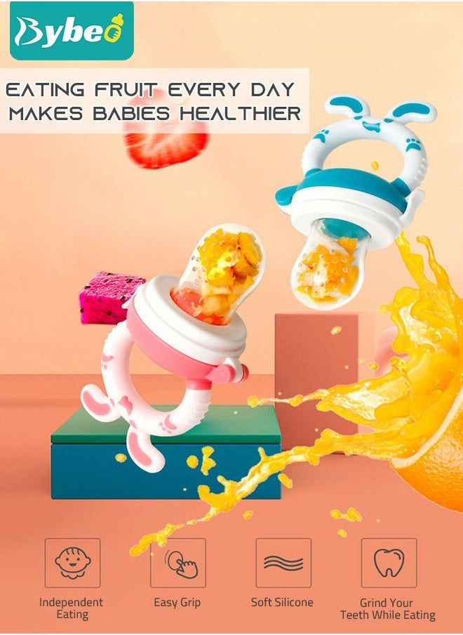 Bybeo 7 Piece Baby Feeder Set - Toddler Bowl with Suction + Adjustable Bib + Squeeze Spoon + 2 Silicone + 1 Grinding Spoons + Fruit Feeder Baby Self Feeding Supplies Eating Utensils  - Image 5