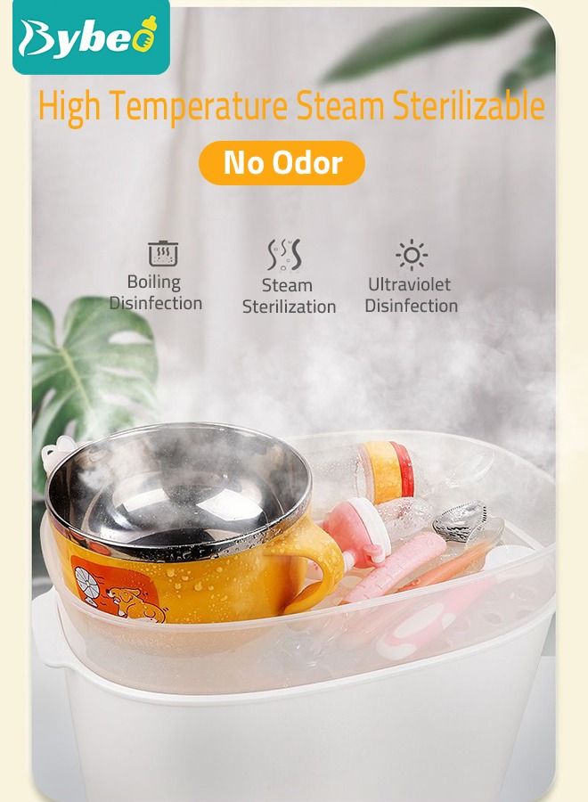 7 Piece Baby Feeder Set - Toddler Bowl with Suction + Adjustable Bib + Squeeze Spoon + 2 Silicone + 1 Grinding Spoons + Fruit Feeder Baby Self Feeding Supplies Eating Utensils