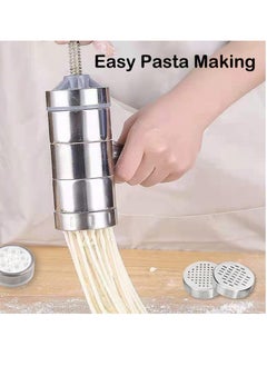 SYOSI Pasta Maker Noodle Maker with 6 Mould Manual Pasta Machine Stainless Steel Ramen Noodle Press Spaghetti Maker Portable Pasta Machine Tools Suitable for Travel Picnic Camping Home  - Image 3