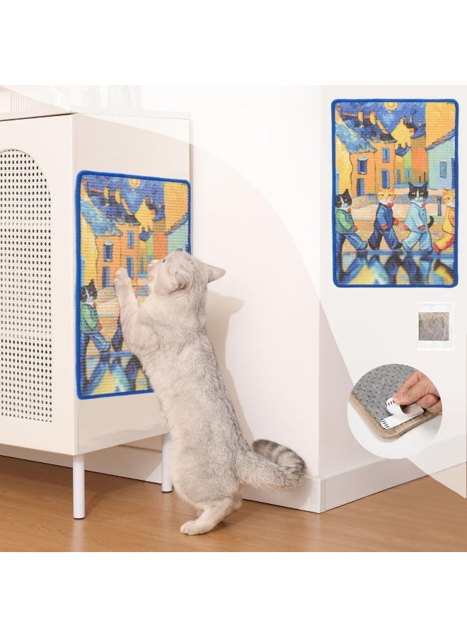 NeoStyle Sisal Cat Scratcher Mat with Adhesive Hook Loop Tape, Durable and Shedding-Resistant Cat Scratching Surface - Image 1