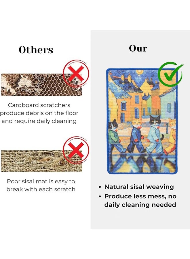 NeoStyle Sisal Cat Scratcher Mat with Adhesive Hook Loop Tape, Durable and Shedding-Resistant Cat Scratching Surface - Image 5
