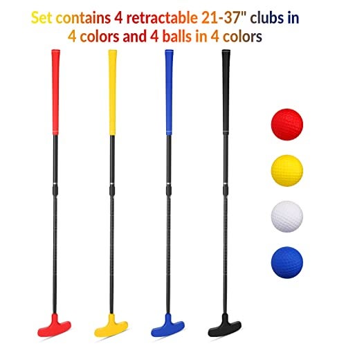 HI-BOOM Hiboom 4 Pack Golf Putters for Men and Women Two Way Mini Golf Putter with 4 Balls Adjustable Length Kids Putter Bulk Right or Left Handed Golfers for Children Teenager JuniorMulticolor4 Pack - Image 3