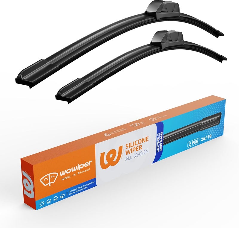 WOWIPER OEM 26"19" Silicone Wiper Blade Replacement for Honda Accord 2017-2008/Toyota Prius 2015 2014 2013 2012 2011 2010/Subaru Outback 2014-2010 Superior All-Season Windshield Wiper Blade(Set of 2) - Image 1