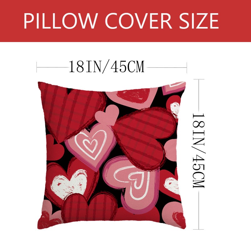 YOSICHY Valentines Decorations-Valentine Pillow Covers 18x18 Set of 4, Pink Red Hearts Be My Valentine Throw Outdoor Pillow Covers Anniversary Wedding Cushion Case for Home Sofa Couch DÃ©cor - Image 3