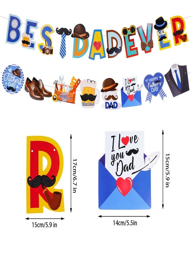 SUMERSHA Father's Day Hanging Decorations - Blue Black Best Dad Ever Banner, Happy Father's Day Banner, Dad's Day Hanging Swirls Foil Ceiling Decorations Party Supplies - Image 2