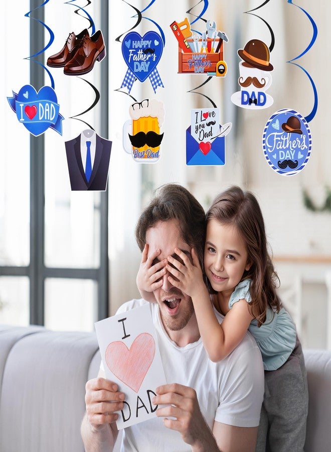 SUMERSHA Father's Day Hanging Decorations - Blue Black Best Dad Ever Banner, Happy Father's Day Banner, Dad's Day Hanging Swirls Foil Ceiling Decorations Party Supplies - Image 4