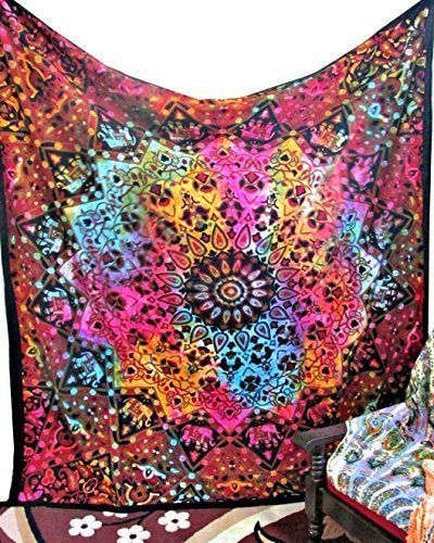 Bedsheet for Double Bed Textile export creations Creations Beautiful Exclusive L Indian Mandala Bed Cover Hippie Bohemian Throw Wall Hanging Indian Bedspread Tapestry