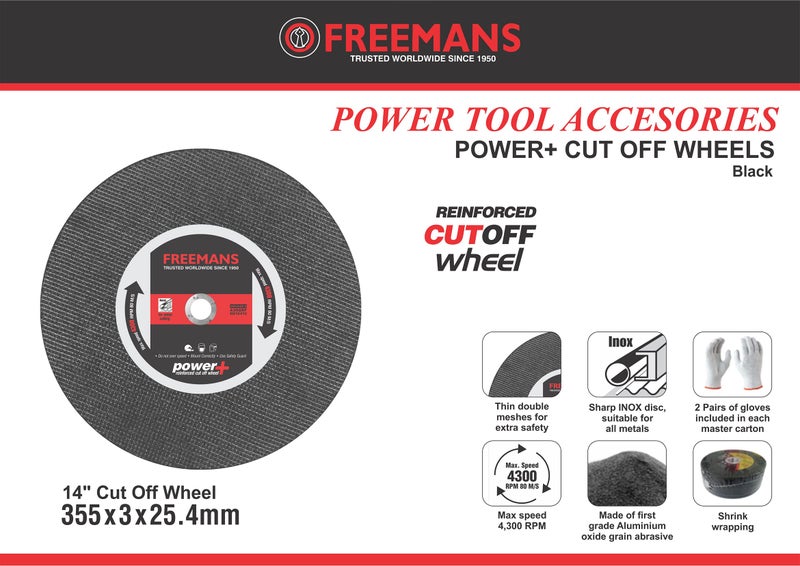 FREEMANS 14-Inch Power Green Cut Off Wheels-(Set of 5 Pieces) | Made of White & Brown Aluminium Oxide Grain Abrasive| Use For Cutting of Metals, Steel, Stainless Steel, Cast Iron, and Ferrous Metals - Image 2