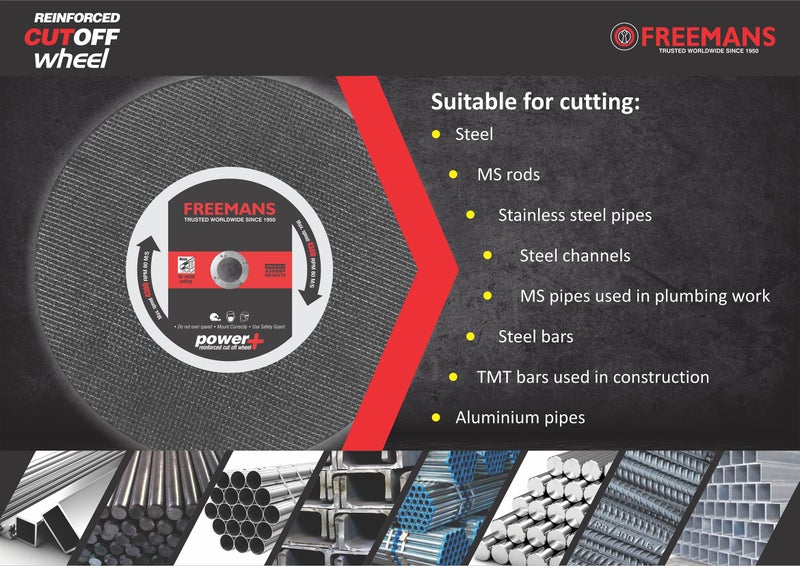 FREEMANS 14-Inch Power Green Cut Off Wheels-(Set of 5 Pieces) | Made of White & Brown Aluminium Oxide Grain Abrasive| Use For Cutting of Metals, Steel, Stainless Steel, Cast Iron, and Ferrous Metals - Image 5