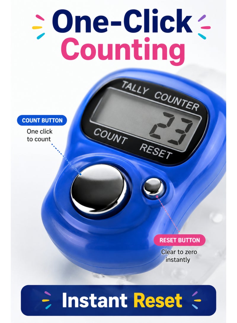 4PCS Digital Tasbih Counter Finger Ring with LCD Display, Reset Button & Adjustable Strap – Tally Clicker - Image 5