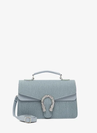 ELLA pleated crossbody with top handle and strap silver accent