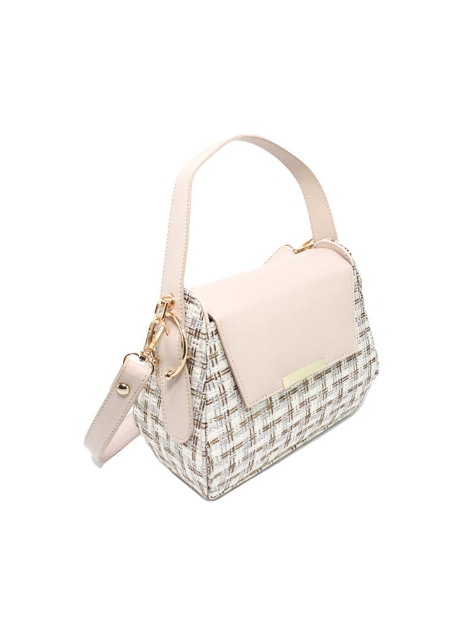 Glitter Women Bag with Cross hand - Beige - Image 1