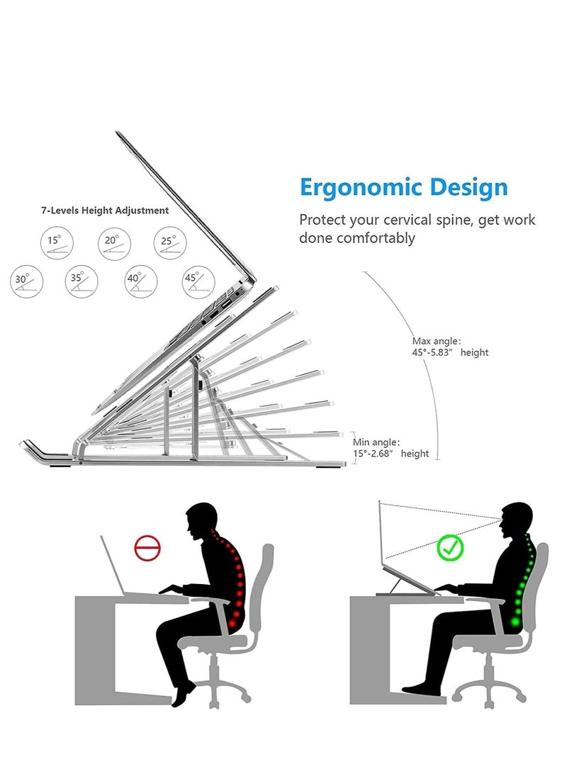 Adjustable Laptop Stand, Portable Aluminium Laptop Riser Laptop Holder for Desk, Foldable Ventilated Cooling Computer Support Stand for Apple MacBook Pro/Air, HP, Sony, Dell, More 10-15.6”  - Image 2
