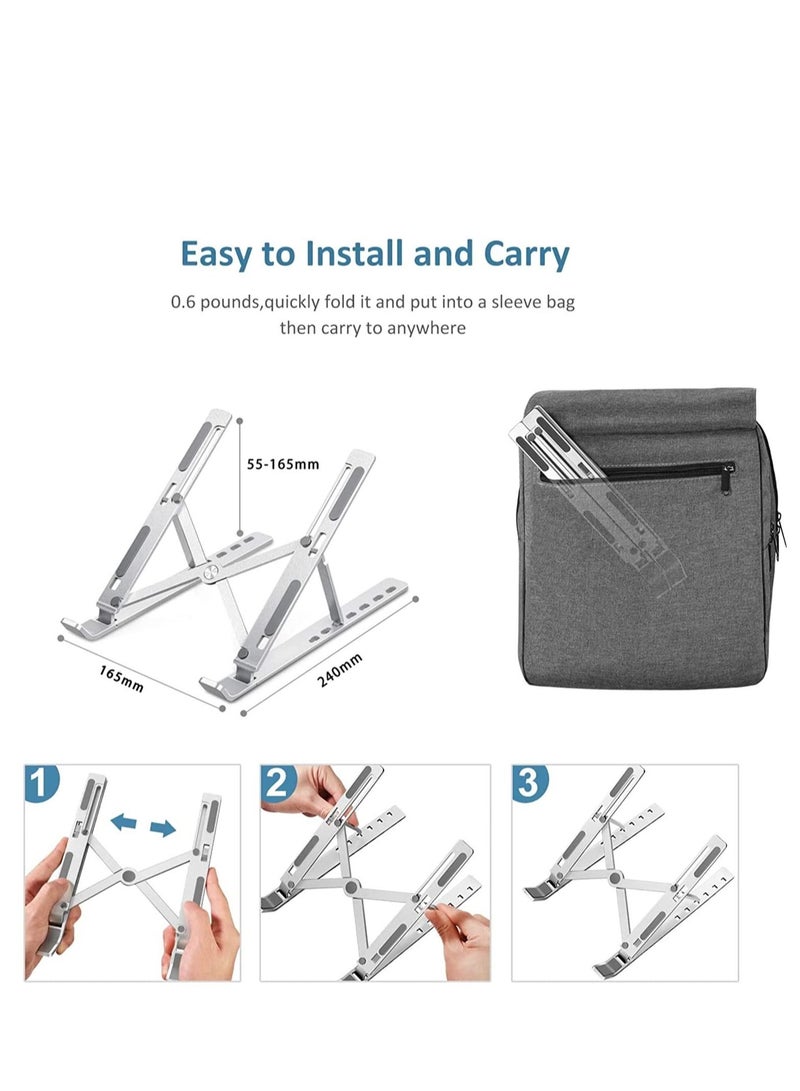 Adjustable Laptop Stand, Portable Aluminium Laptop Riser Laptop Holder for Desk, Foldable Ventilated Cooling Computer Support Stand for Apple MacBook Pro/Air, HP, Sony, Dell, More 10-15.6”  - Image 5