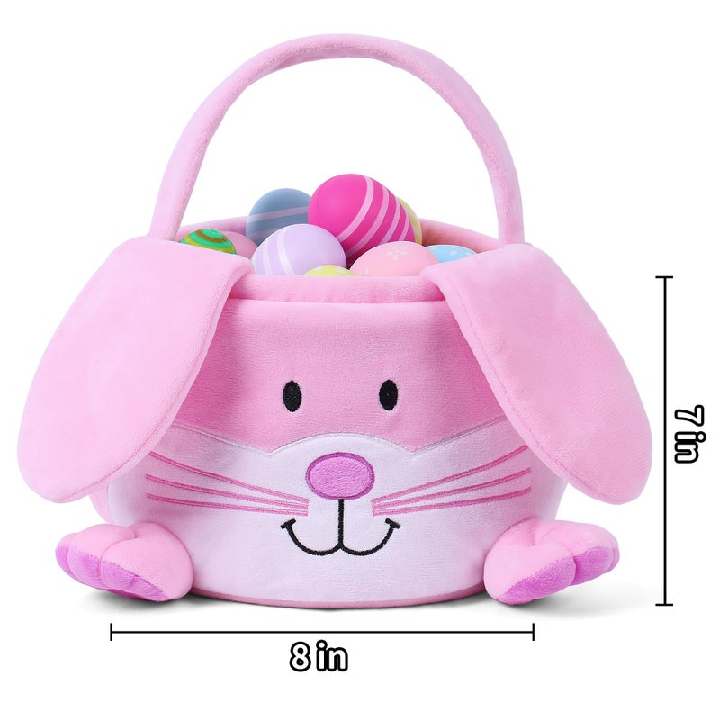 Wepop Bunny Easter Baskets, Cute Eggs Hunting Bags Buckets Gifts for Kids Girls Boys - Image 4