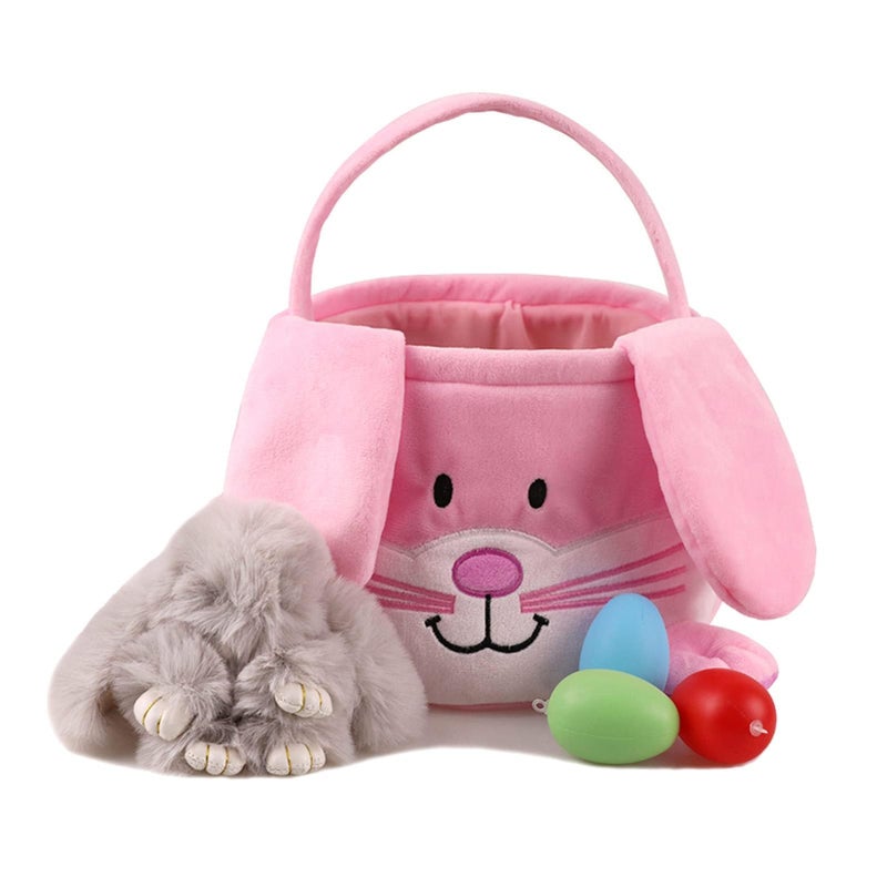 Wepop Bunny Easter Baskets, Cute Eggs Hunting Bags Buckets Gifts for Kids Girls Boys - Image 5