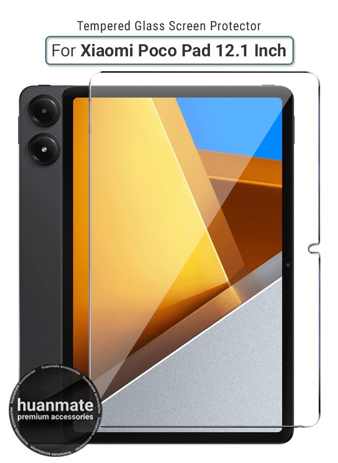 huanmate - Tempered Glass Screen Protector For Xiaomi Poco Pad 12.1 Inch – High Transparency, Delicate Touch, Anti-Explosion, Smooth Arc Edges, Easy Installation, Screen Protector for Xiaomi Poco Pad 12.1 Inch - Image 1