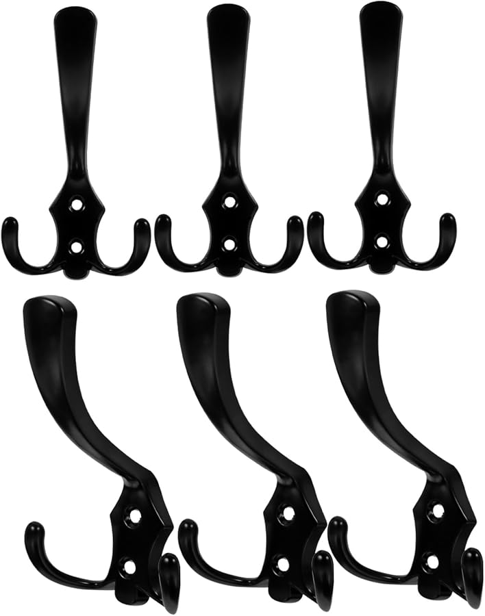 Heavy Duty Zinc Alloy Wall Mount Hooks 6 Pack Rustic Bathroom Home Hanging Strong Bearing Capacity - Image 2