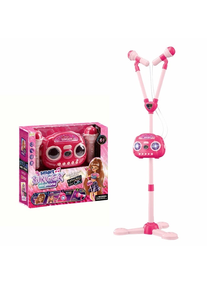 Chanak Smart Singer Karaoke Microphone Set with Dual Mics & Adjustable Stand, Bluetooth Music Speaker with Lights, Rechargeable Singing Toy for Kids - Image 1