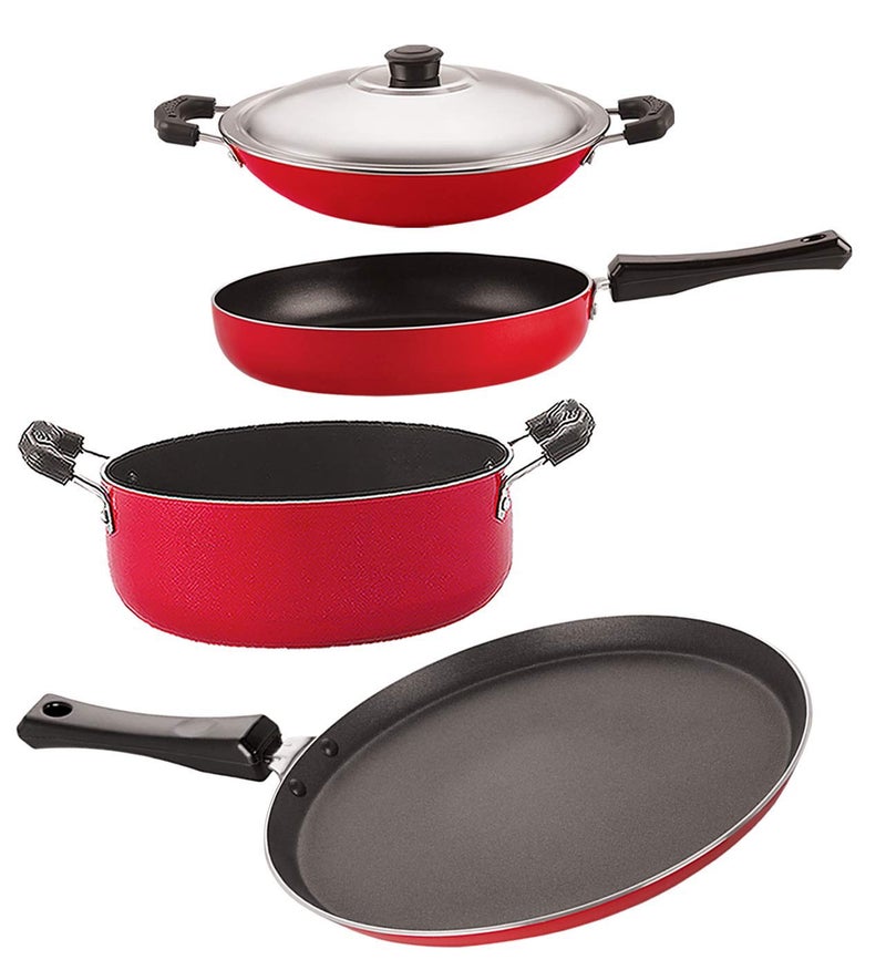 Nirlon Cookware Aluminium Non Stick Gift Cooking Set of 4 Pieces (FT13_FP11_AC_CS24) - Image 1