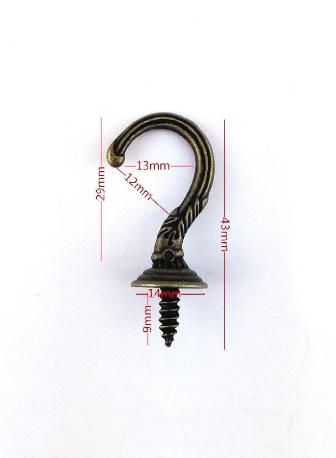 yueton 20pcs Vintage Carving Screw-in Wall Ceiling Hooks Cup Hooks Hanger 1/2inch Open Mouth - Image 2