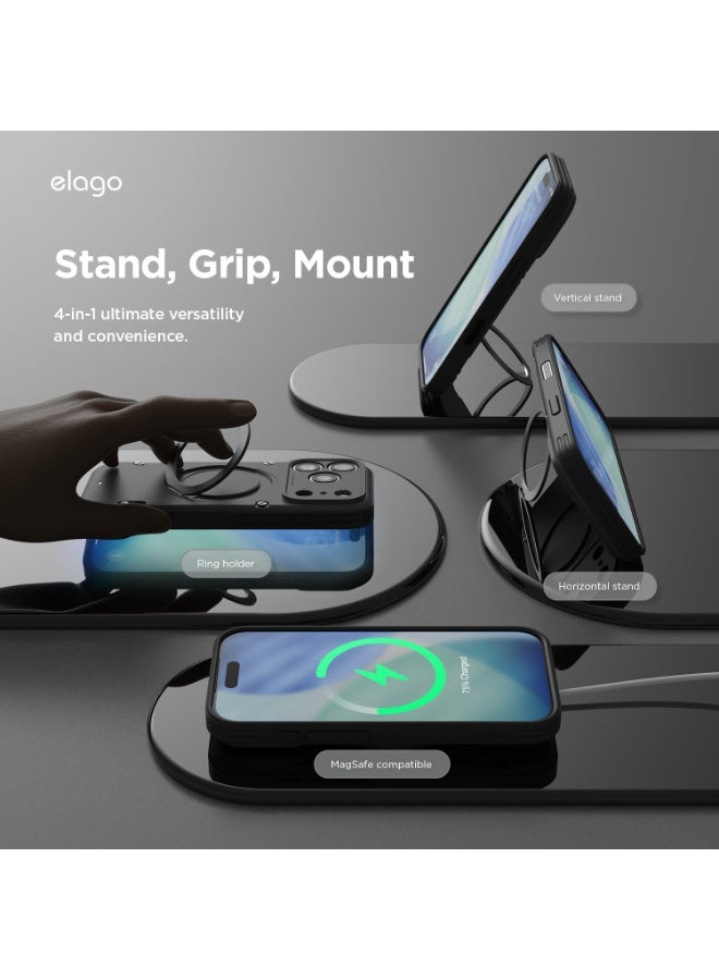 Elago Magnetic Armor Ring Stand for iPhone 17 PRO MagSafe Case Cover [MagSafe compatible] - Black - Image 3