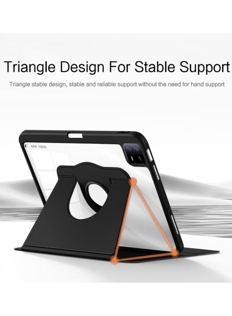 For Xiaomi Pad 6 Case 11 Inch Acrylic PU Leather Cover with 360 Rotation Stand for Xiaomi Mi Pad 6 Pro 2023 Shockproof Scratch Resistant Auto Sleep Wake Protective Funda Black - Image 5