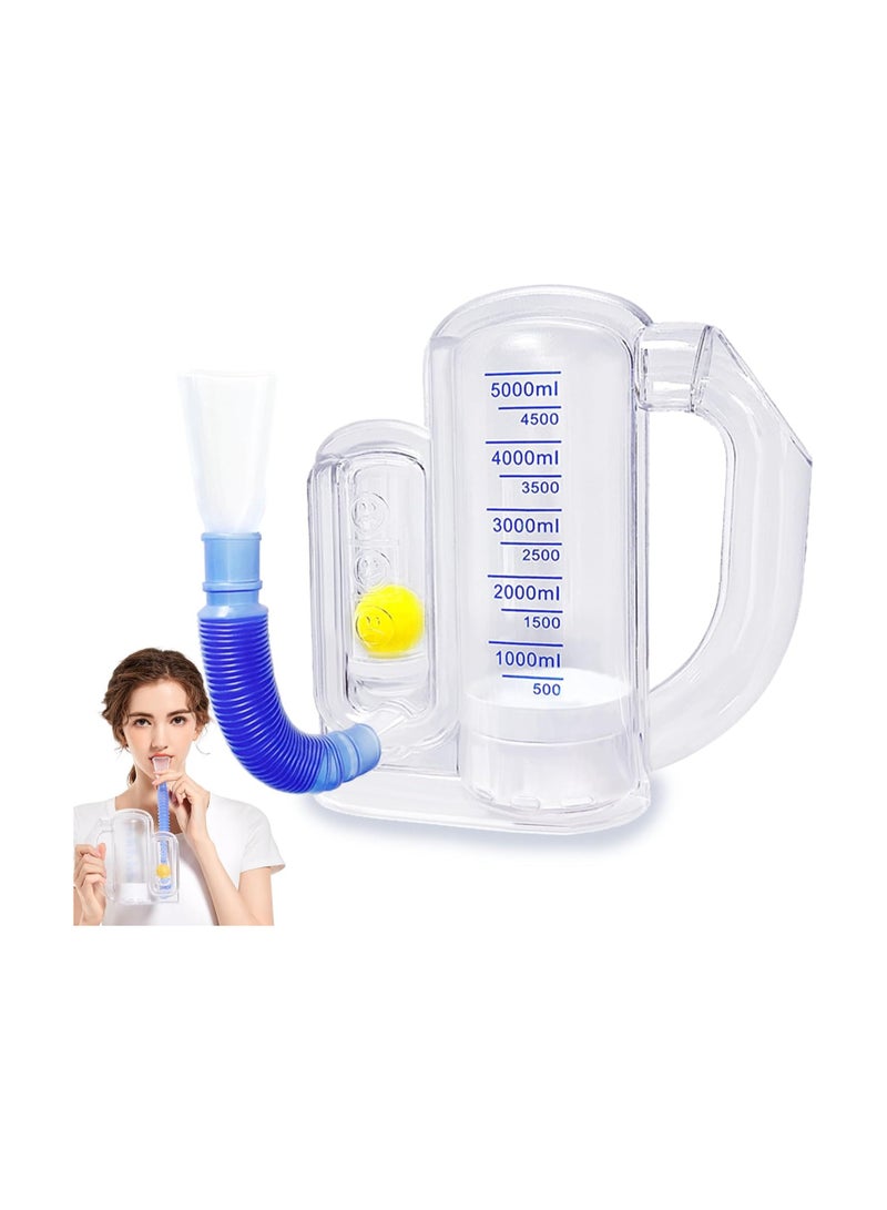 Lung Breathing Exercise Device for Adults, 5000ml Capacity with Flow Rate Indicator, Deep Breathing Trainer for Enhanced Lung Strength, Easy to Use Breathing Training Tool. - Image 1