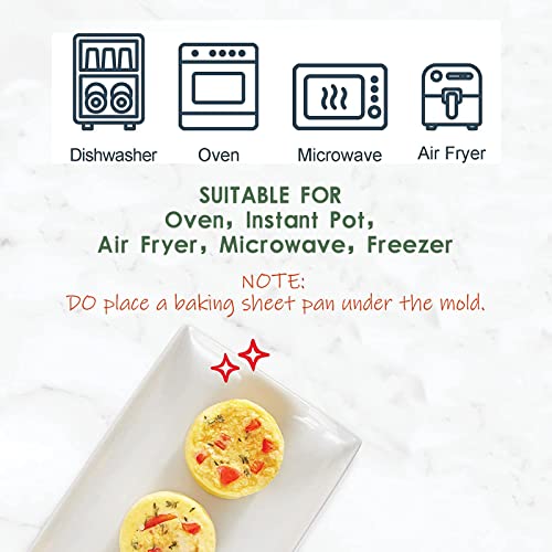 Dootafy Silicone Egg Molds Frittata Pan, 3 Inch Deep Starbuc Egg Bites Molds Dash Silicone Cups Sous Vide Mold Round Rolls Tray for Breakfast Sandwiches Omelets Dinner Rolls Baking - Image 4
