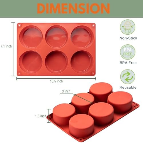 Dootafy Silicone Egg Molds Frittata Pan, 3 Inch Deep Starbuc Egg Bites Molds Dash Silicone Cups Sous Vide Mold Round Rolls Tray for Breakfast Sandwiches Omelets Dinner Rolls Baking - Image 2