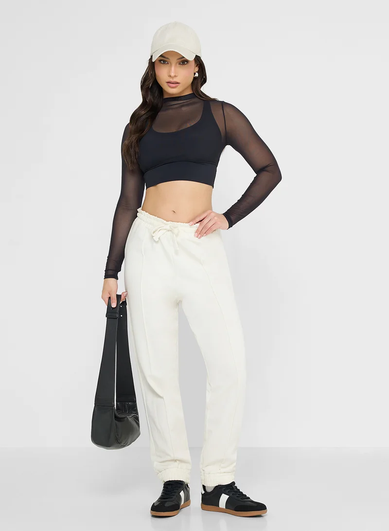 Ginger Mesh Fitted Top with Sports Bra