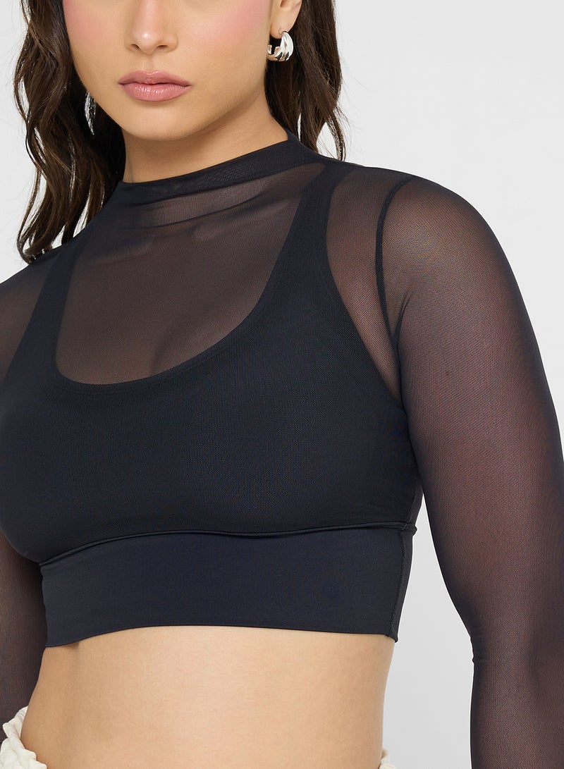 Ginger Mesh Fitted Top with Sports Bra - Image 3