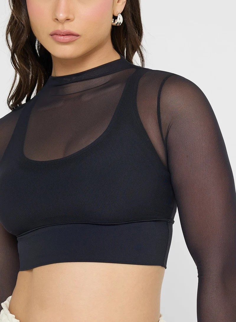 Ginger Mesh Fitted Top with Sports Bra