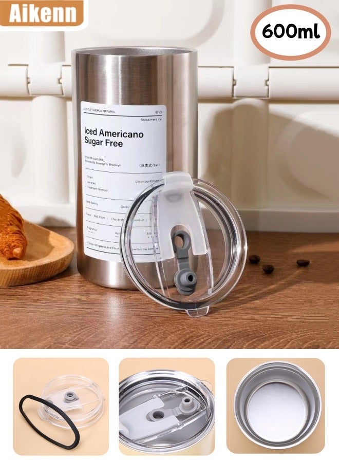 Aikenn Stainless Steel Vacuum Insulated Coffee Mug Tumbler with Lid and Straw for Water Iced Tea or Coffee Smoothie and More Coffee Travel Mug for Car/Home/Office/Party/Camping 