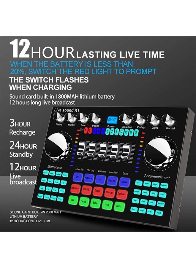 Live Broadcast Sound Card/Mini Mixing Board for Live Broadcasting/ Portable Bluetooth Sound Card with Multiple Sound Effects/Kaledaka Music Recording Mixing Board
