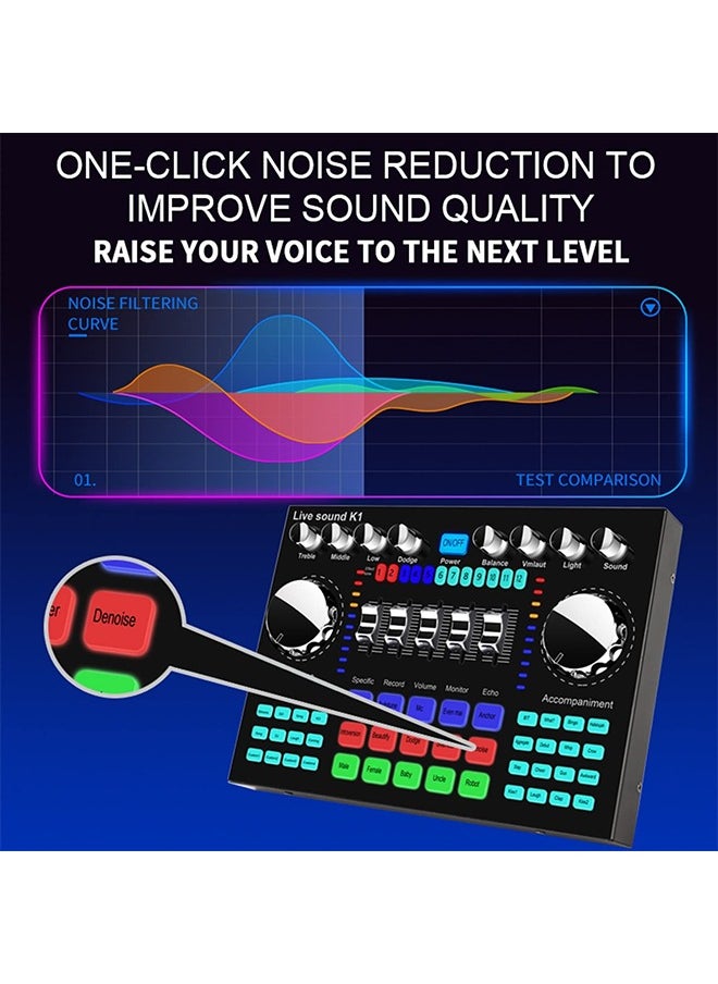 Live Broadcast Sound Card/Mini Mixing Board for Live Broadcasting/ Portable Bluetooth Sound Card with Multiple Sound Effects/Kaledaka Music Recording Mixing Board