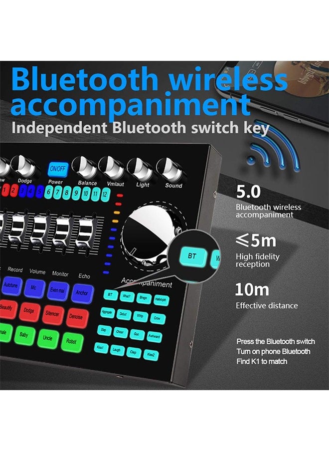 Live Broadcast Sound Card/Mini Mixing Board for Live Broadcasting/ Portable Bluetooth Sound Card with Multiple Sound Effects/Kaledaka Music Recording Mixing Board