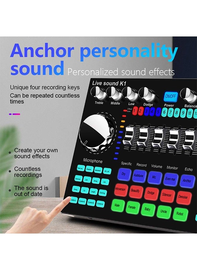 Live Broadcast Sound Card/Mini Mixing Board for Live Broadcasting/ Portable Bluetooth Sound Card with Multiple Sound Effects/Kaledaka Music Recording Mixing Board