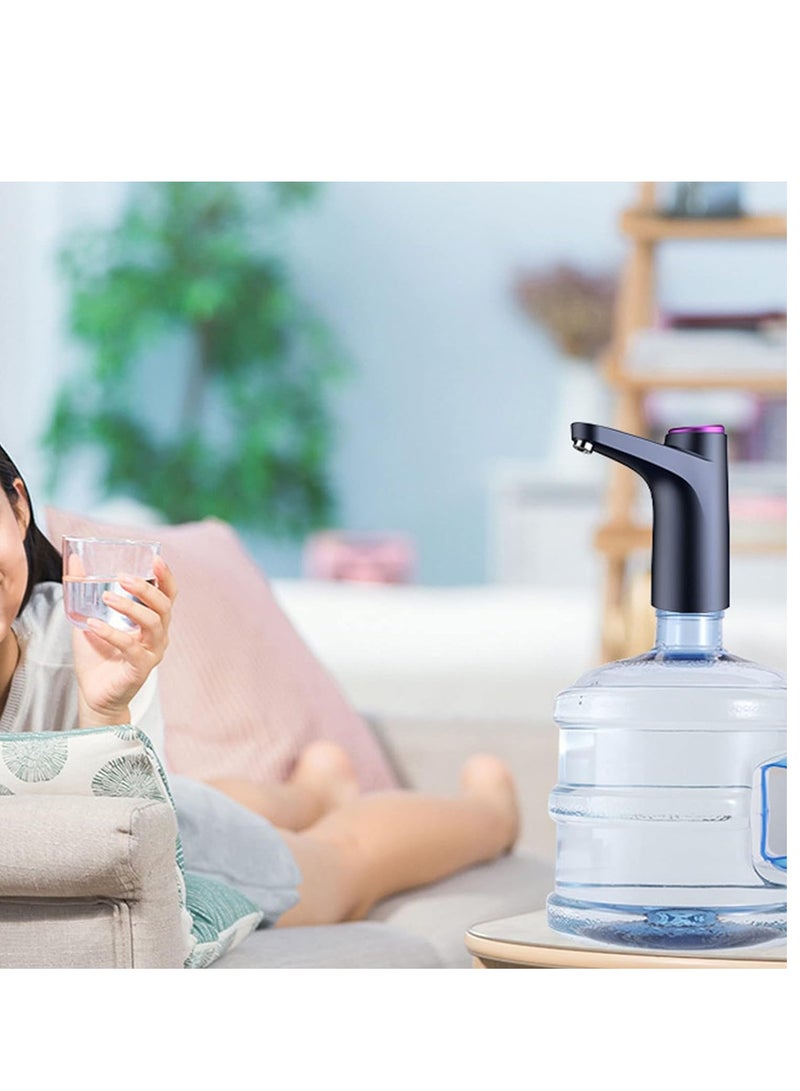 مضخة زجاجة الماء الأوتوماتيكية USB مبرد الماء الكهربائي موزع للتخييم والمنزل باللون الأسود مع بطارية مدمجة - Image 3