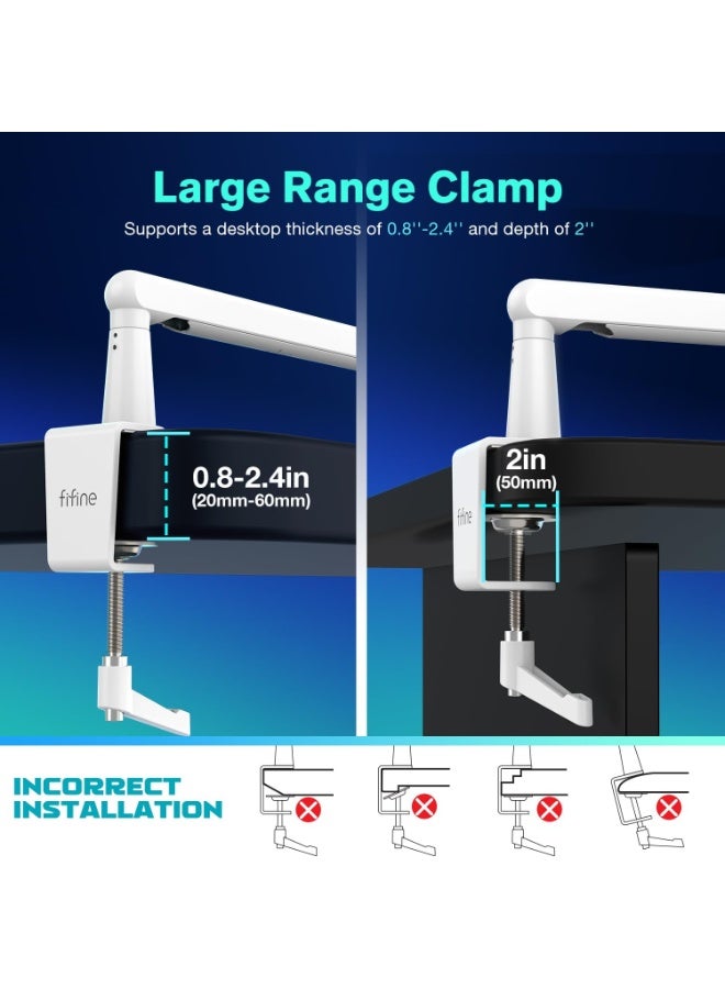 FIFINE BM88 Low Profile Microphone Boom Arm Stand with Desk Mount Clamp, Screw Adapter, Cable Management, for Podcast Streaming Gaming Studio - Image 4