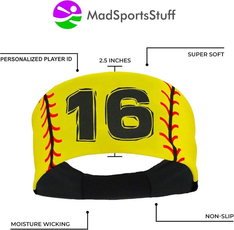 MadSportsStuff Softball Headband for Girls with Jersey Number (Numbers 00-39) - Image 4
