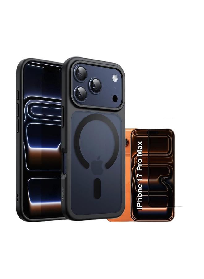 ACLIX iPhone 17 Pro Max Bundle: Matte Magnetic Shockproof Case - Black & Privacy Tempered Glass Screen Protector - Image 1