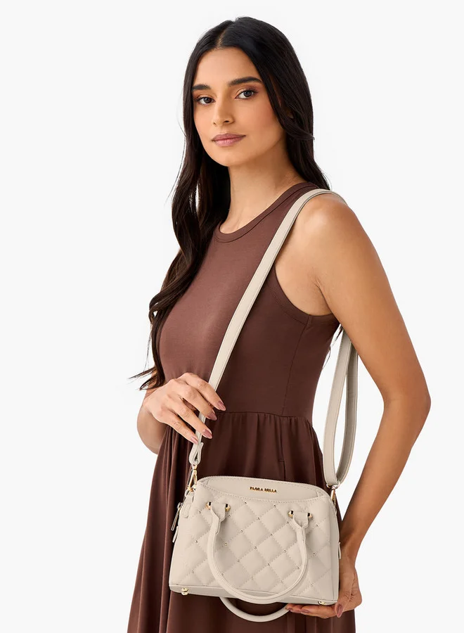فلورا بيلا من شو إكسبرس Quilted Tote Bag with Detachable Strap and Zip Closure