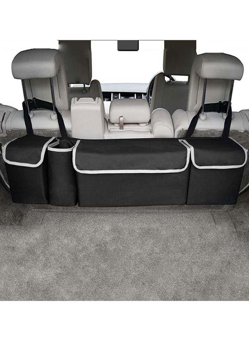 BLOOMING TIME 90cm Black Oxford Car Seat Back Backseat Storage Trunk Organizer Box Bag  - Image 1