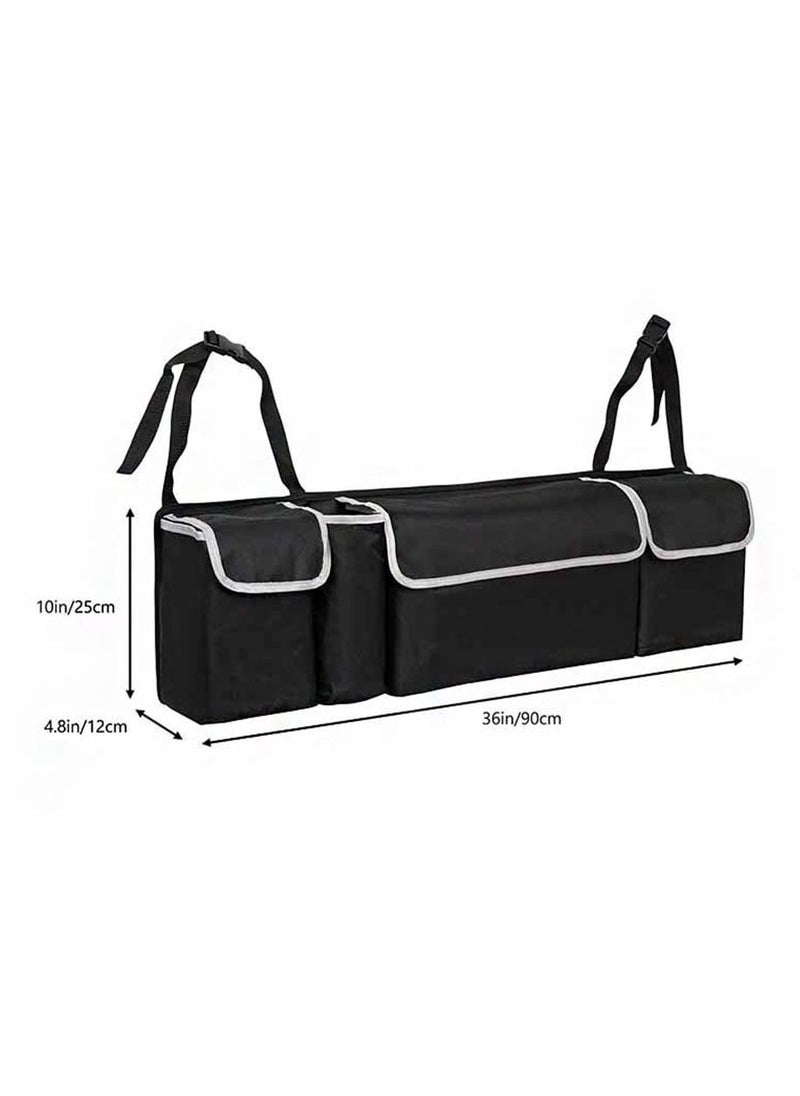 BLOOMING TIME 90cm Black Oxford Car Seat Back Backseat Storage Trunk Organizer Box Bag  - Image 4